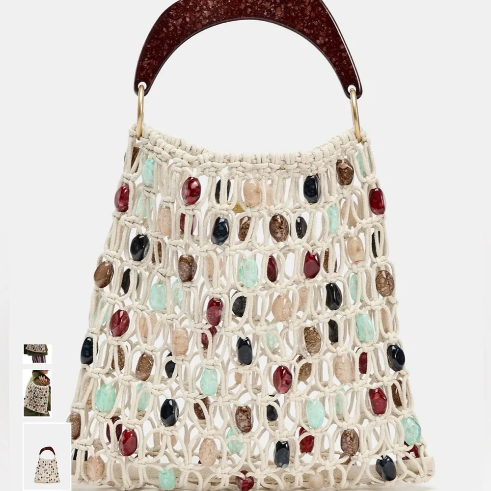 NWT ZARA BEADED BUCKET BAG - Picture 1 of 2